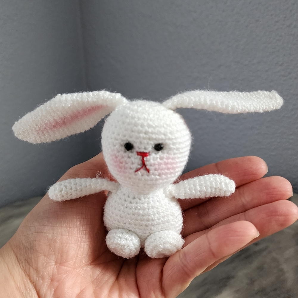 Handmade Mini Amigurumi Crochet Bunny 4" tall. Toy /Gift.